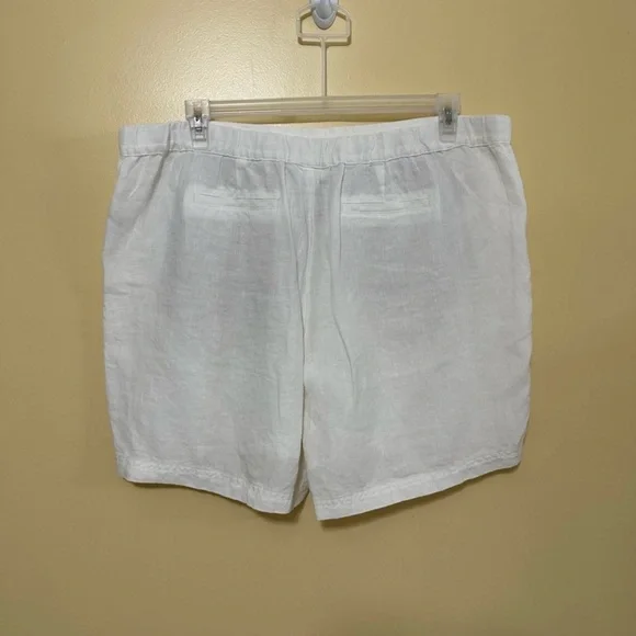 J. Jill Love Linen Elastic Waist Drawstring Shorts Women XL Petite White - Picture 3 of 6